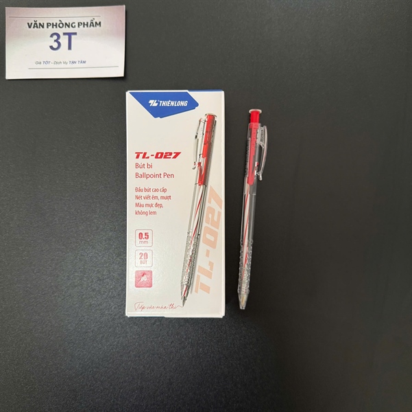 Bút bi chính hãng Thiên Long TL-027 0.5mm Mực Đỏ