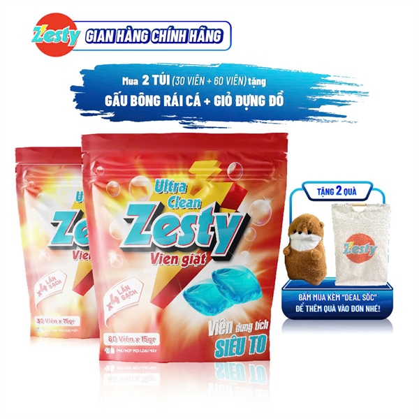 Combo 90 Viên Nước Giặt Quần Áo Dạng Viên ( Túi 30 Viên + Túi 60 Viên) - Siêu Sạch Tiện Dụng - Tan Nhanh Không Cặn