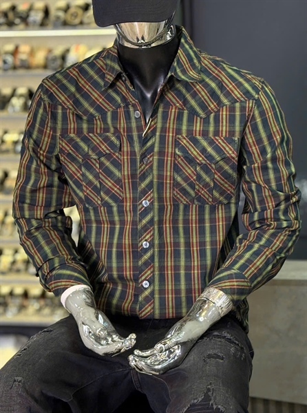 SMTD- THREE-1126B-4 Caro sọc xanh lá mix đen