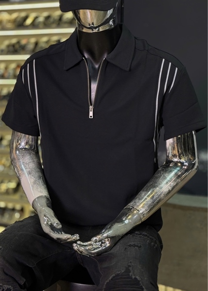 Thun Polo - Koren QCSHN5- E90085 ĐEN viền sọc 2 bên