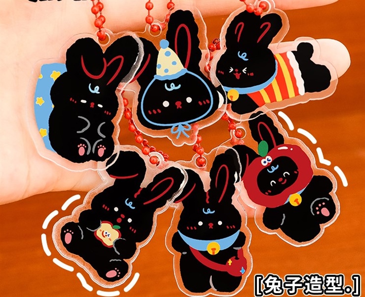 Set 20 móc dây bi đỏ, mặt meka MÈO ĐEN - TÁO ĐỎ, 3.5cm, SP2769