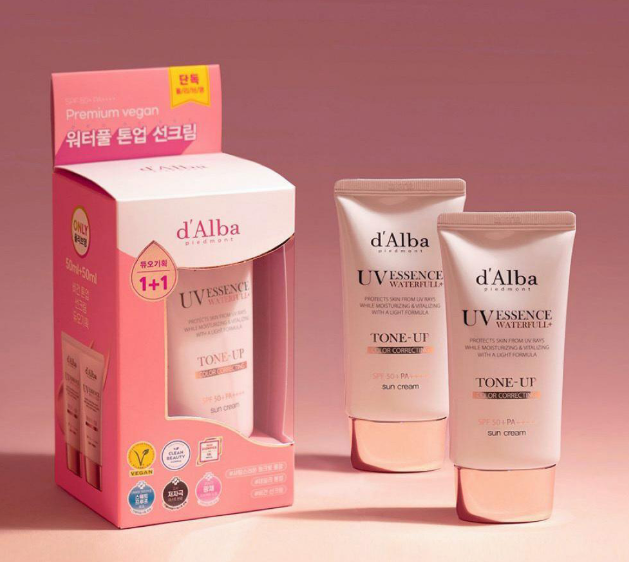 Hộp 2 kem chống nắng nâng tone da DALBA Waterproof Tone up Sun Cream SPF50+ PA++++