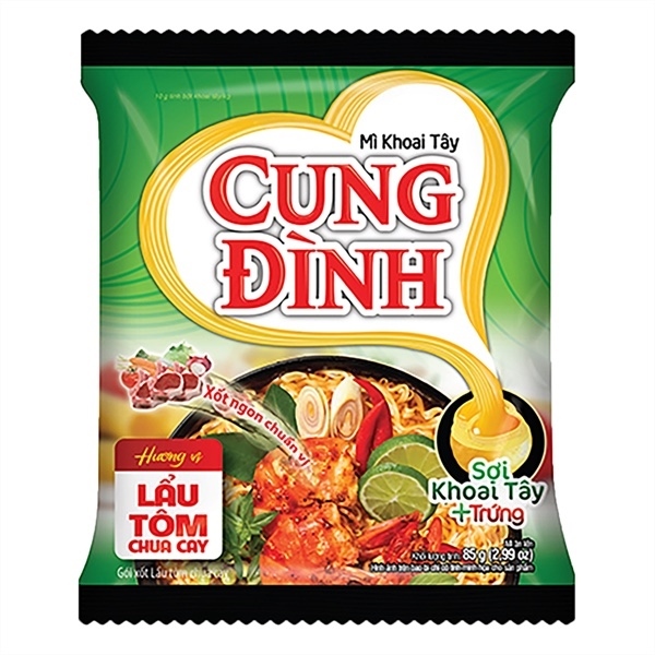 Mì Cung Đình Vị Lẩu Tôm Cay｜Cung Đình 辛酸っぱ口エビ鍋の味インスタントラーメン｜80G
