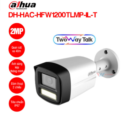 Mắt CAM Dahua DH-HAC-HFW1200TLMP-IL-T (HN 40M, đàm thoại, có đèn trợ sáng )