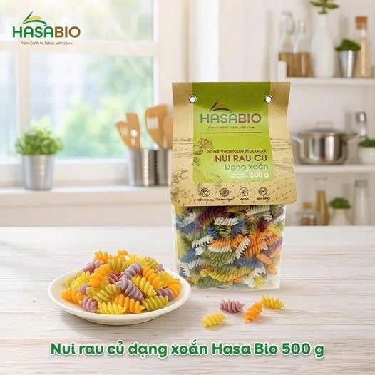 Nui rau củ dạng xoắn Hasabio 500g (9M+) (N)