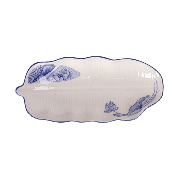 Cream - Banana Leaf Deep Plate 23cm - Dĩa lá chuối sâu 23cm The Nón Lá (Bonjour Vietnam collection)