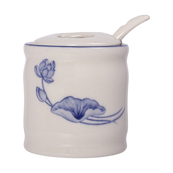 Cream - Condiment Pot w/ Lid 6.7 x 7cm - Hũ gia vị 6.7 x 7cm The Nón Lá (Bonjour Vietnam collection)