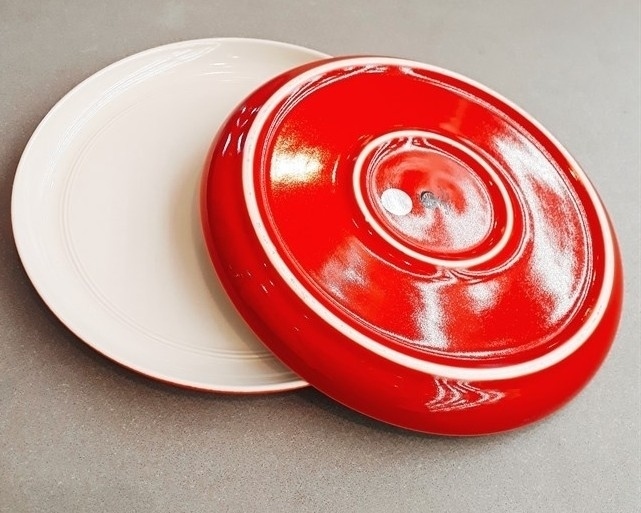Round Plate 25cm - Dĩa tròn vành 25cm màu đỏ