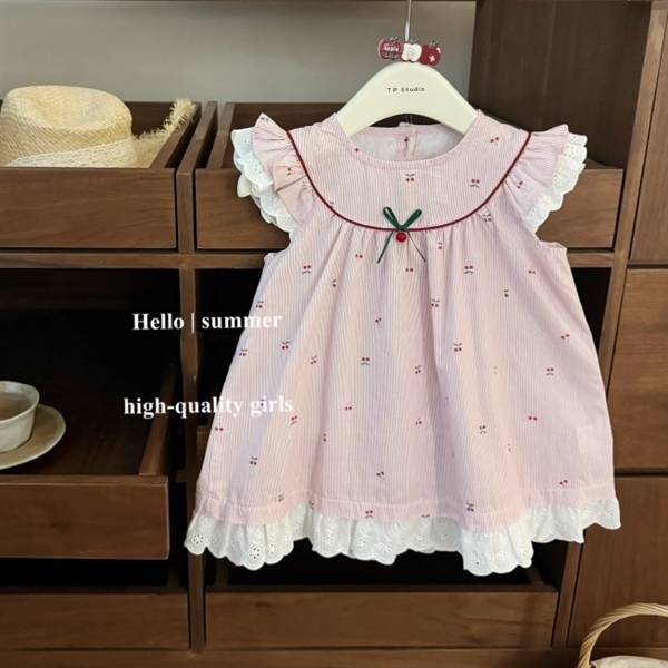 Váy bé gái hồng sọc