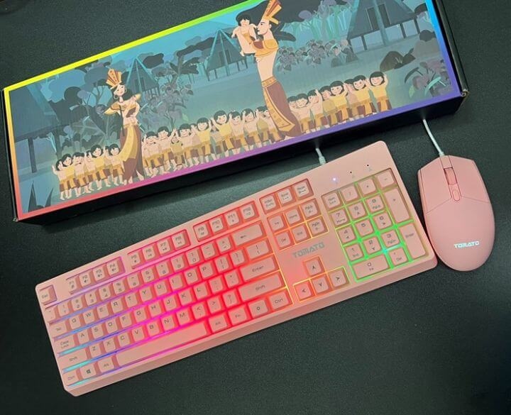 Bộ phím chuột có dây Tomato S100 màu hồng