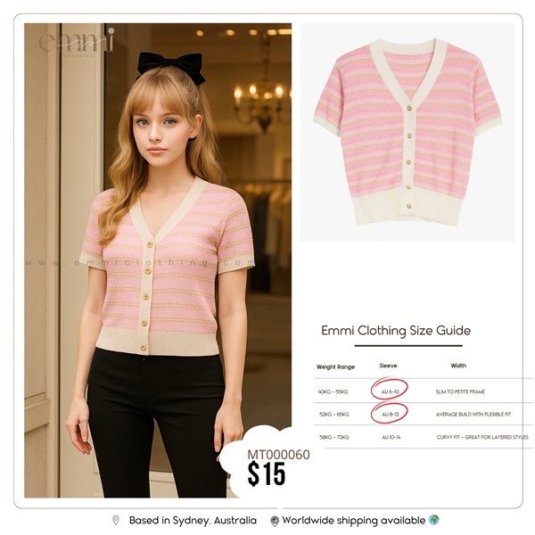 Pink and White Striped Cardigan