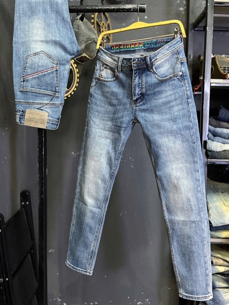 Jean Dài QCSC -3K1936 Xanh was viền túi sau nhẹ