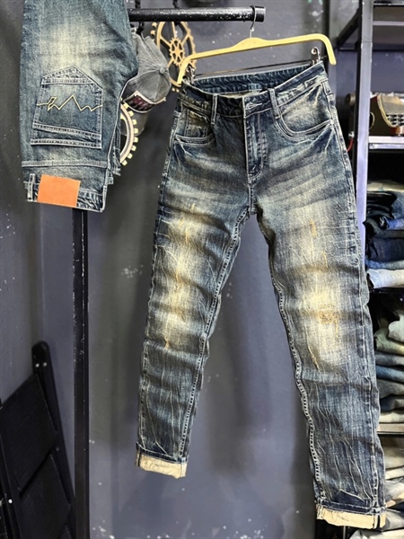 Jean Dài -THREE CLTN JD668 Xanh RETRO Vintage phủ vàng đồng