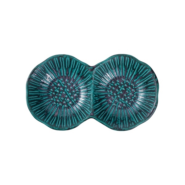 Lotus - 2-compartment Sauce Dish 15.5 x 9cm - Chén chấm sen 2 ngăn 15.5 x 9cm xanh thiên phúc
