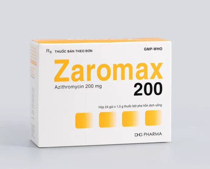 ZAROMAX 200 Azithromycin 200Mg ( Hộp 24 gói) - Hậu Giang