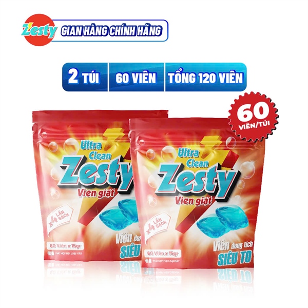 VIÊN GIẶT ZESTY XANH BIỂN COMBO 120 VIÊN ( 2 TÚI 60 VIÊN)