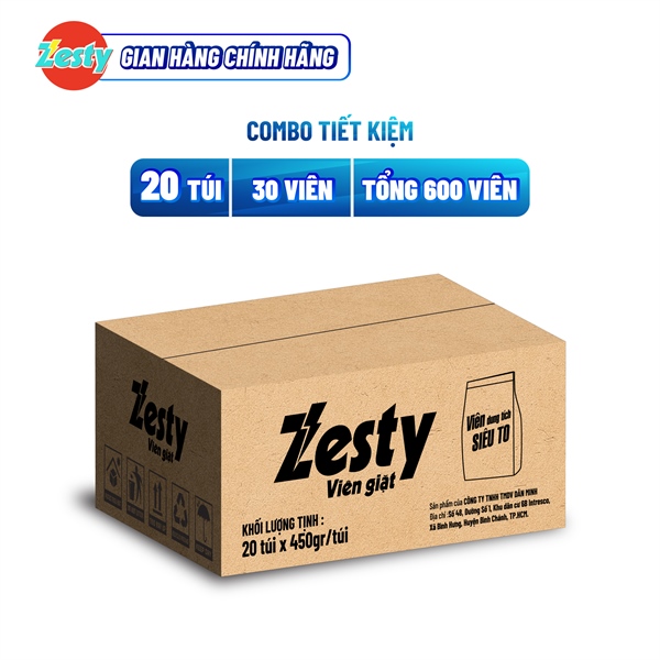 Thùng Viên Giặt Túi 30 Viên Siêu Sạch - Trắng Sáng Áo Quần Màu