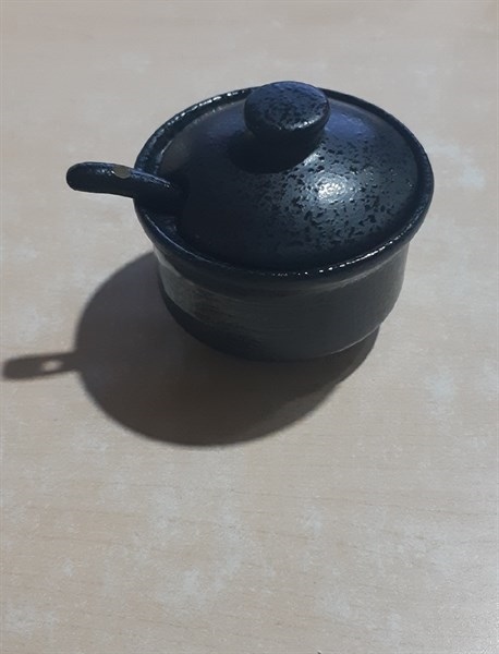 Noir - Condiment Pot w/ Lid 8.5 x 5.2cm - Hũ gia vị 8.5 x 5.2cm đen không vệt