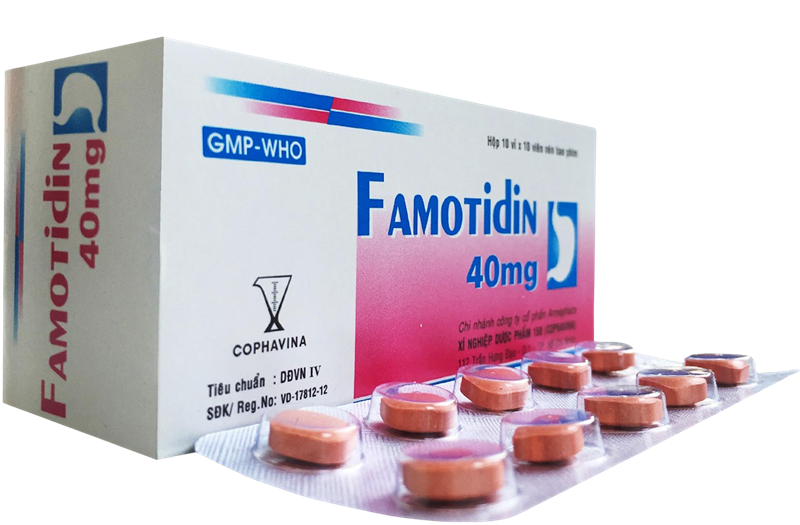 Famotidin 40mg cophavina (Hộp 10 vỉ x 10 viên nén bao phim)
