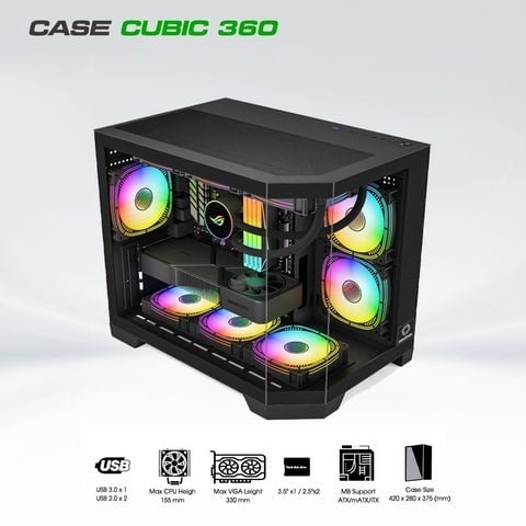Vỏ Case CUBIC 360 - ĐEN