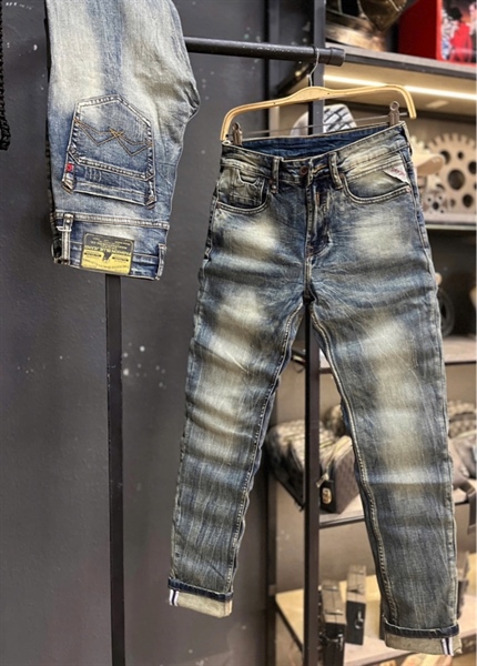 Jean QC2VCK- 617-1 xanh bạc was retro trơn