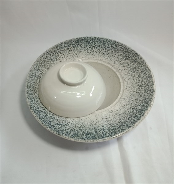 Universe - Soup Plate w/ Lid 30cm - Dĩa bay có nắp 30cm kem phun đen