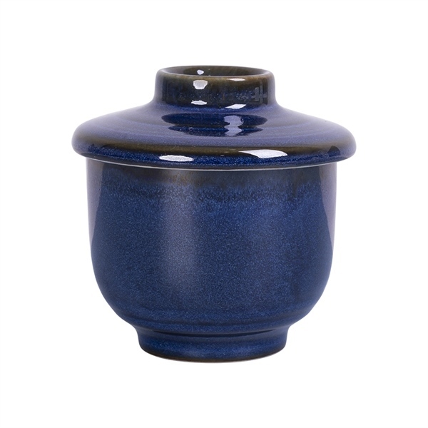 Saphir - Cup w/ Lid 8.7 x 8cm - Ly có nắp 8.7 x 8cm xanh viền nâu