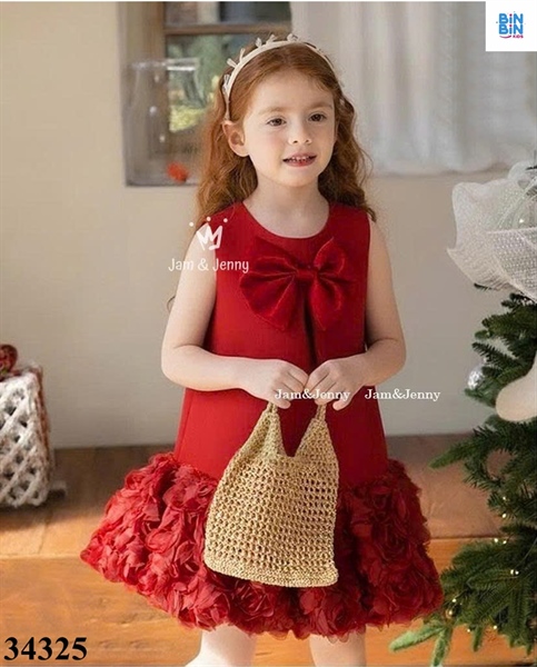 34325-Đầm SN voan nơ đỏ