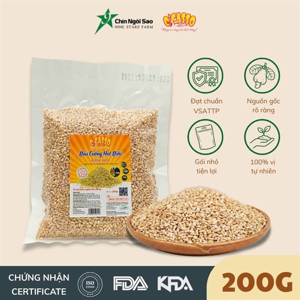 Đầu Cuống Hạt Điều Rang Mộc (mầm điều, còi điều) O'Casso - Túi HCK 200G/500G/1KG.