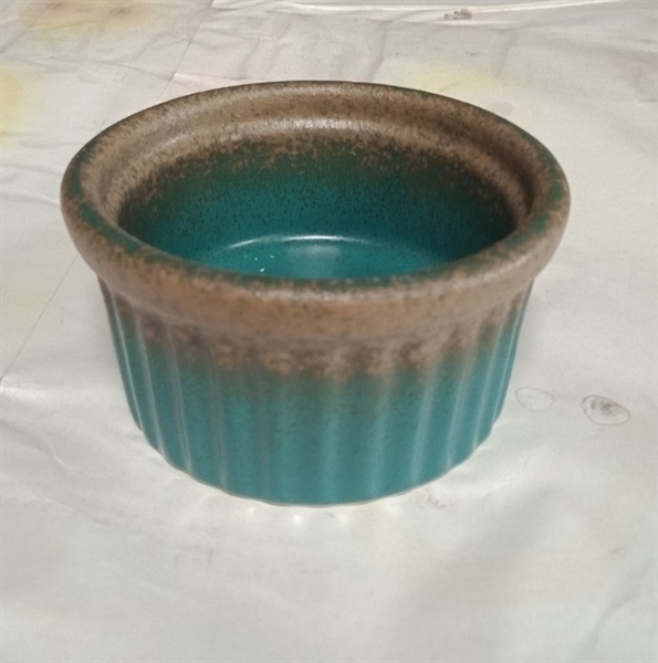 Aphrodite - Sauce Dish 7 x 4cm - Chén sốt sọc đứng 7 x 4cm xanh ngọc bích viền nâu (matte)