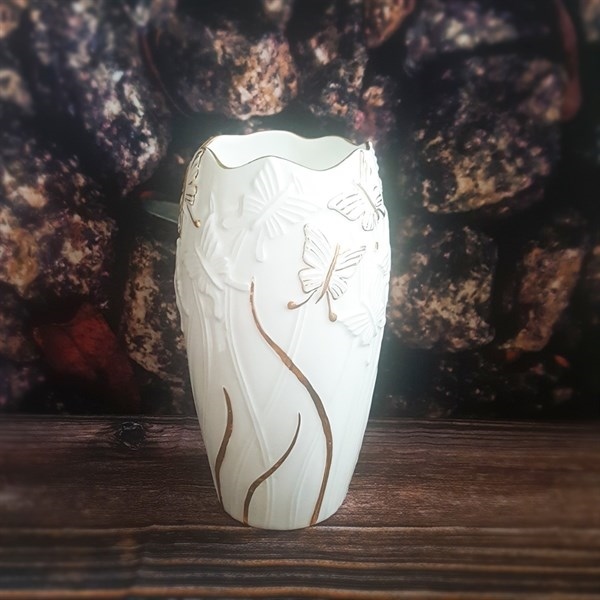 Vase 24cm - Bình hoa con bướm nổi nhỏ 24cm bắt chỉ vàng