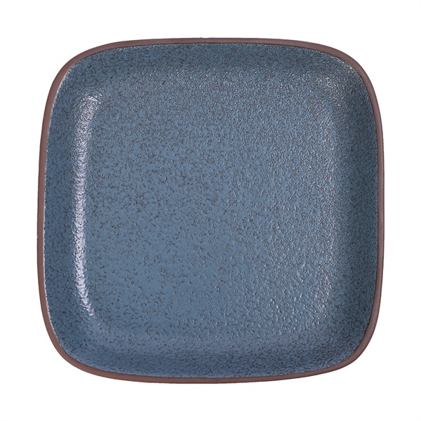 Terracotta - Square Coup Plate 14cm - Dĩa vuông 14cm tử sa phun xanh ngọc bích