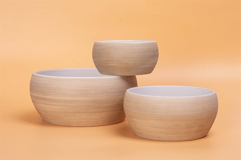 Planet - Round Bowl 18 x 8.5cm - Tô tròn dày 18 x 8.5cm sọc ngang nâu lòng trắng