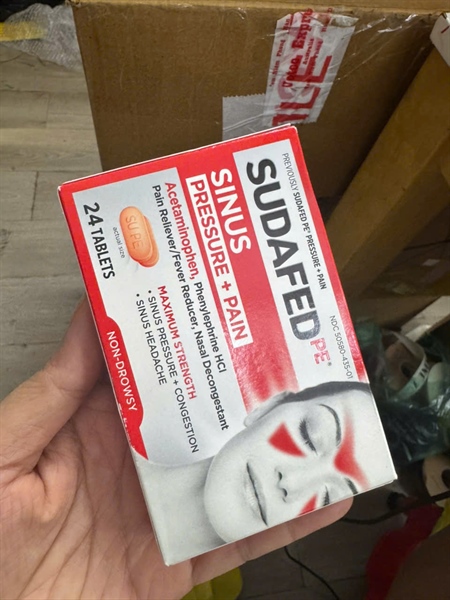 Thuốc Cảm Dị Ứng Sudafed PE Pressure + Pain Hộp 24 Viên (Date 11/2027)