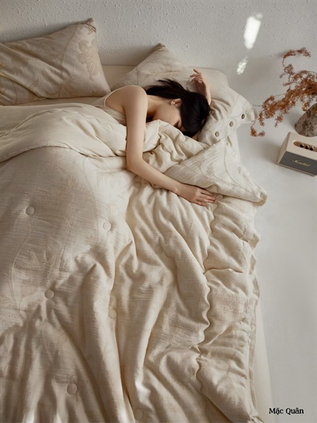 Bộ ga dệt họa tiết cây leo "Mặc Quân" | Cotton Linen - Chăn chần