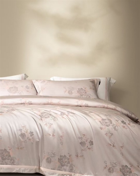 Bộ ga “Ánh ngọc tĩnh” | Tencel cao cấp - Gấm hồng pastel dệt hoa - LS06.01