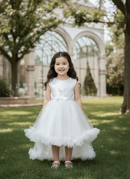 Váy công chúa đính nơ bướm Calista - Trắng