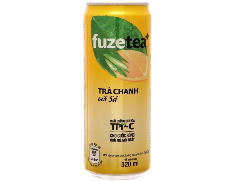 TRà chanh sả Fuze Tea Plus lon 320ml