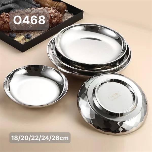 S190- O468 Đĩa Vân Diamond Inox18/10 Oyatton OYT-DZ22P - 22cm [T48]