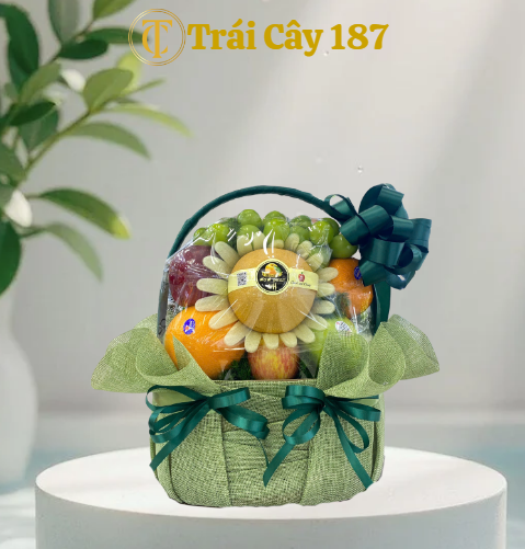 Giỏ Trái Cây Nhập Khẩu Tone Xanh Lá