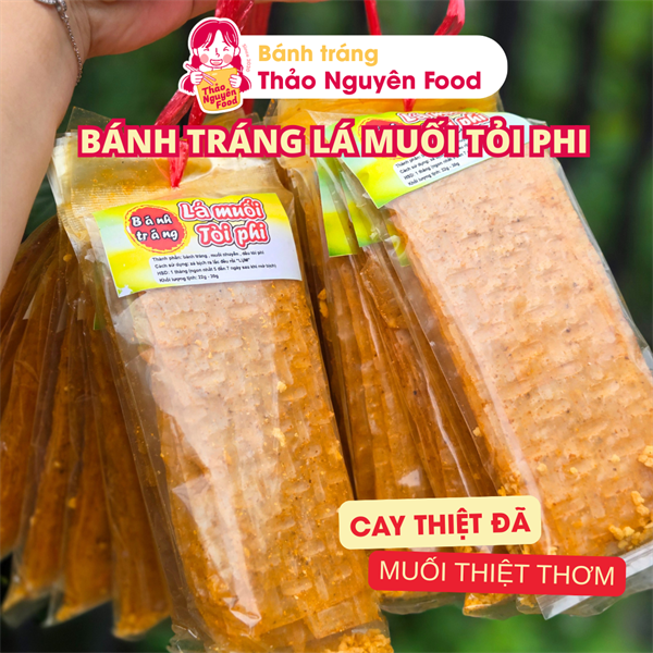 Bánh tráng xì ke lá muối tỏi phi - chùm 10 bịch