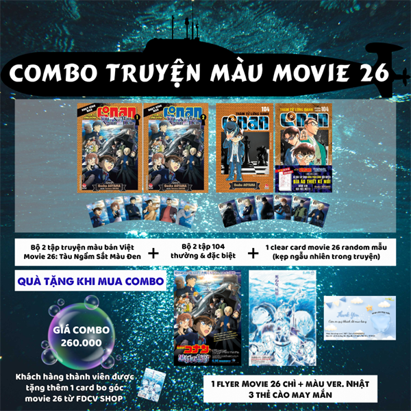 Combo Truyện tranh Thám Tử Lừng Danh Conan Hoạt Hình Màu - Tàu Ngầm Sắt Màu Đen
