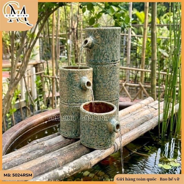 Bộ 3 ống trúc gốm thác nước