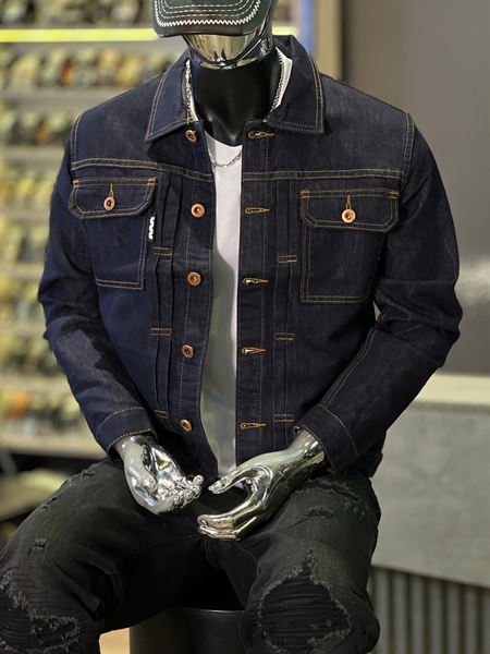 Khoác Jean QCSC-086 xanh Denim chỉ bò