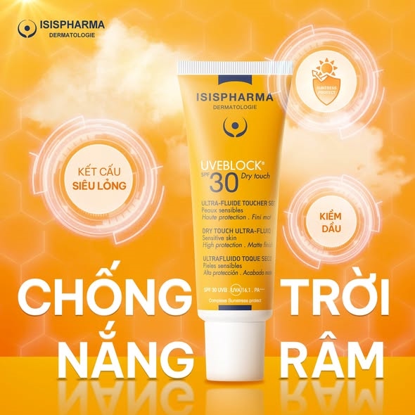 KCN Da Nhạy Cảm ISIS Uveblock Spf30 DryTouch Màu Sáng 40ml