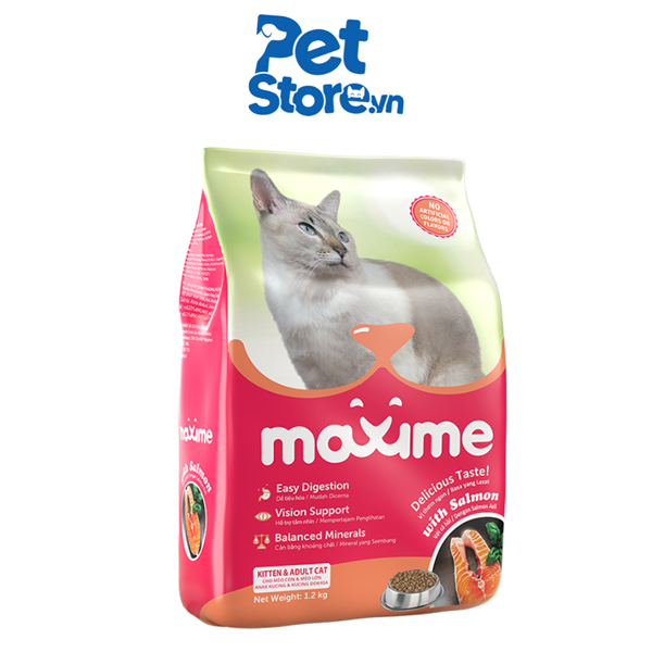 Hạt Cho Mèo Maxime Kitten & Adult Salmon - Mọi Lứa Tuổi Vị Cá Hồi 1.2kg