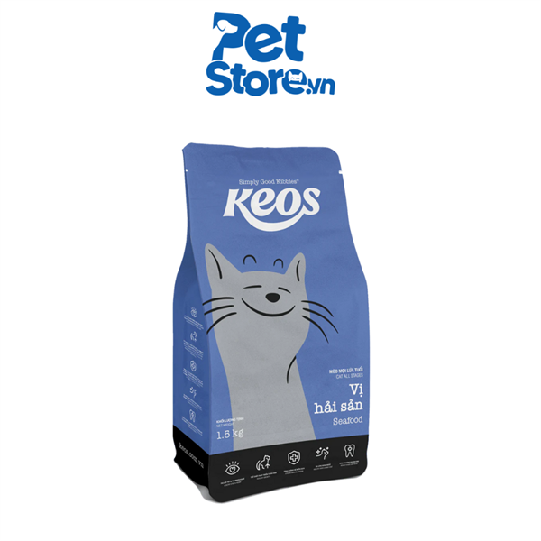 Hạt Cho Mèo Keos Mọi Lứa Tuổi - Vị Hải Sản 350g