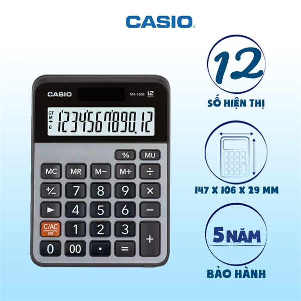[CHÍNH HÃNG BITEX] Máy tính Casio MX-120B hiển thị 12 số