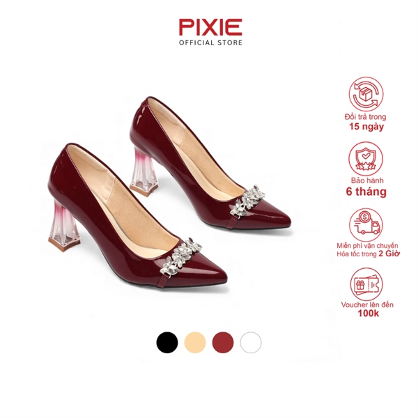 Giày Cao Gót 7cm Gót Mica Phối Khóa H421