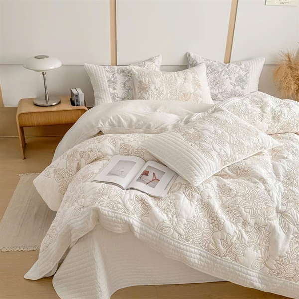 Bộ chần full 4 món "An Miên" | Cotton xử lý giặt mềm - Họa tiết chần thêu độc quyền - LX04.01 - Mộc hoa Be